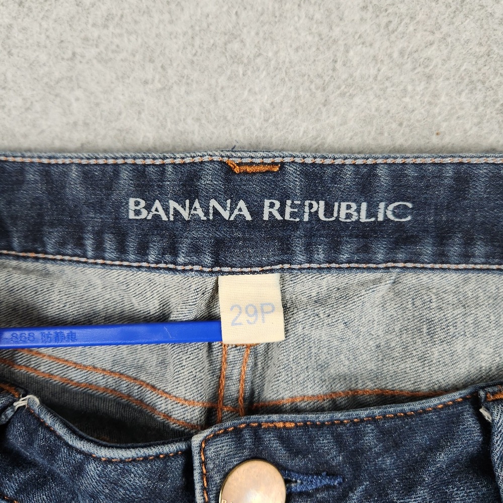 Banana Republic Jean Skinny Shorts Womens 29P Blue Denim Cotton Stretch Raw Hem - Picture 2 of 9